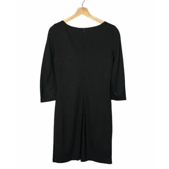 Trina Turk Black Long Sleeve Pleated Neckline A-Line Shift Dress 4 - Picture 2 of 11